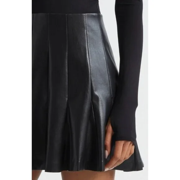 Alice + Olivia Chara Long Sleeve Minidress Faux Leather Black Size 2 $395 [jb] - Picture 3 of 10